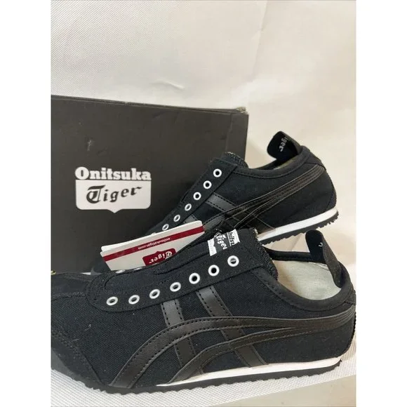 NEW IN BOX ONITSUKA TIGER MEXICO 66 SLIP-ON SNEAKERS BLACK WHITE SZ 8 WMN 9.5 - Picture 2 of 6